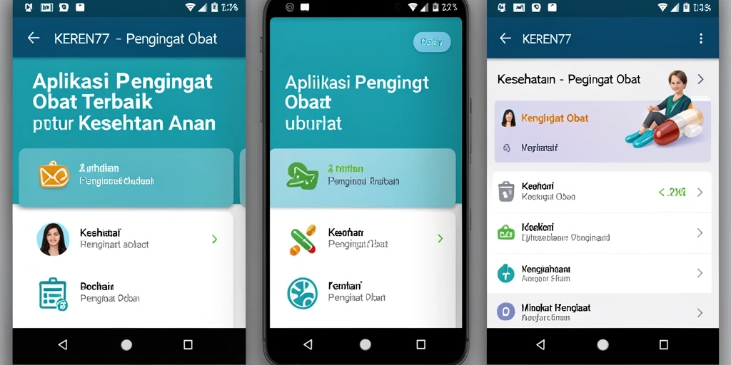 Tampilan antarmuka KEREN77 yang ramah pengguna untuk pengingat obat.