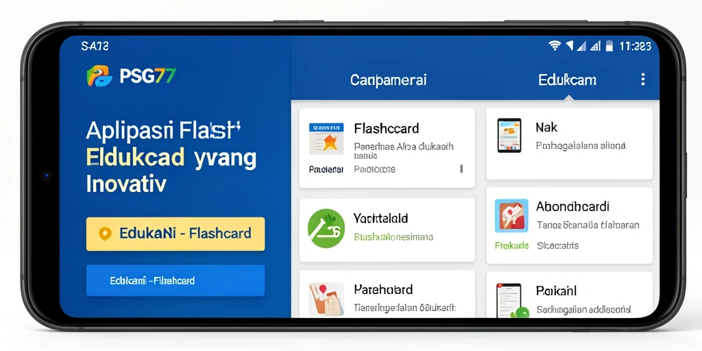 Antarmuka aplikasi PSG77 yang interaktif dan menarik untuk belajar Flashcard.