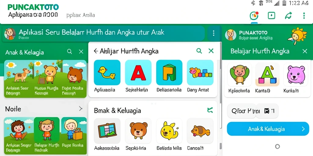 Antarmuka PUNCAKTOTO yang menarik untuk belajar huruf dan angka.