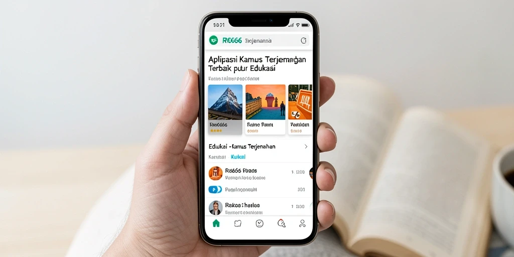 Screenshot aplikasi RR666 menunjukkan antarmuka Kamus Terjemahan yang ramah pengguna.