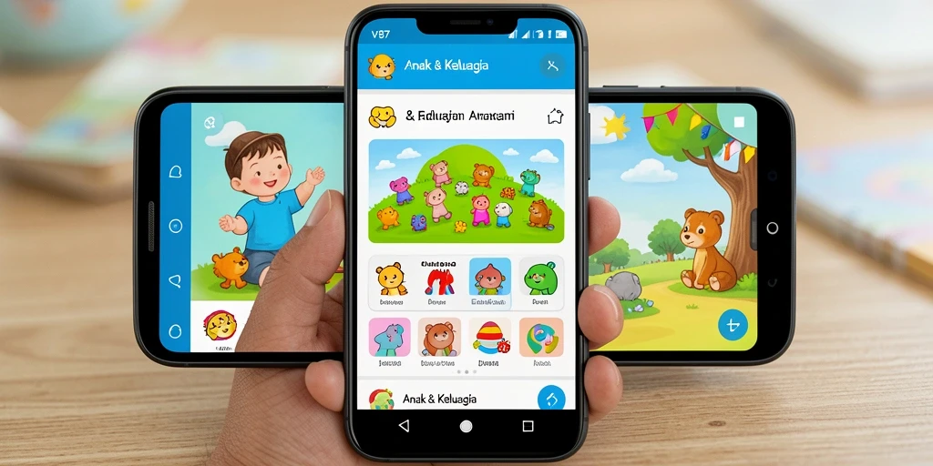 Screenshot V87 menunjukkan antarmuka menarik untuk Edukasi Anak.